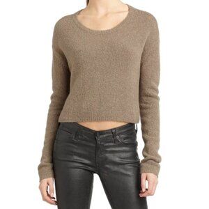 BCBG Ida Sweater Cropped Wool Blend Pullover Fuzzy Black Size Small